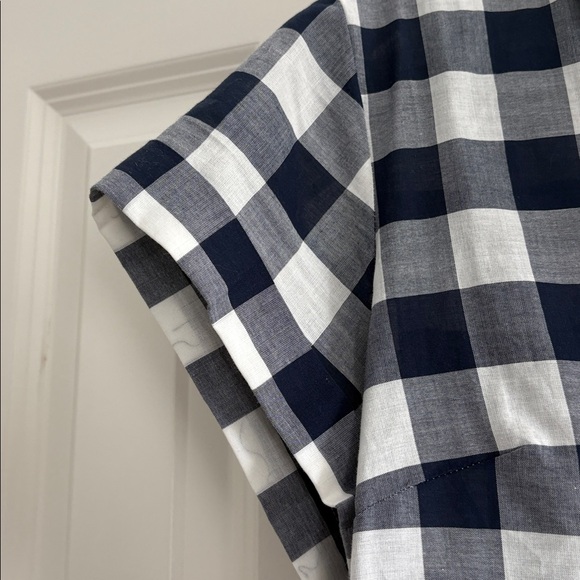 J. Crew Navy and White Checkered 1/2 button down top - Picture 6 of 6